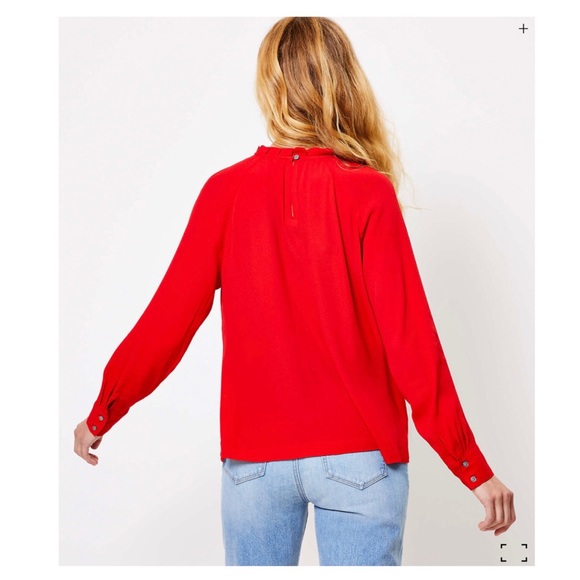 LOFT Pleated Ruffle Neck Blouse - Picture 3 of 4